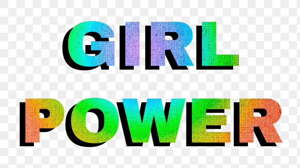 Girl power png lettering sticker rainbow font typography