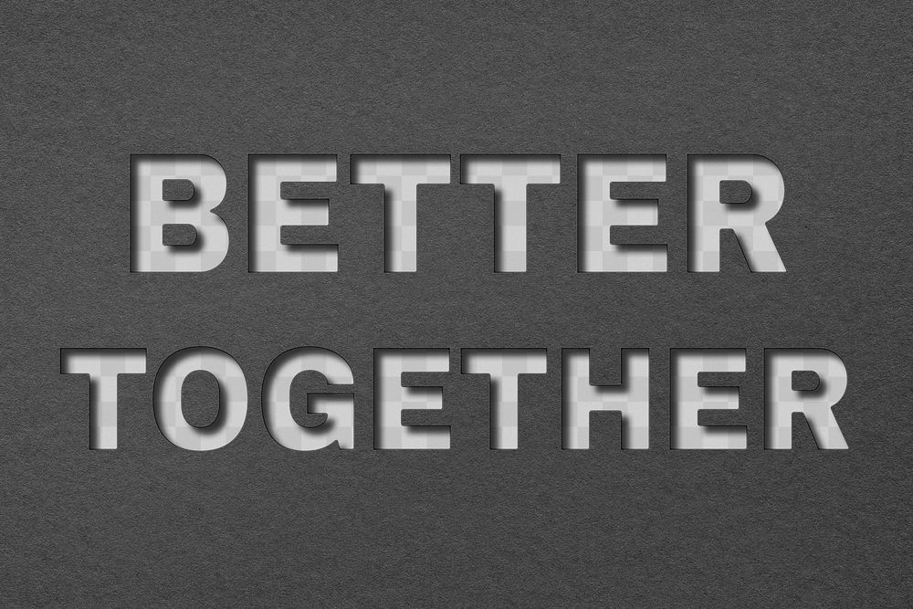 Png paper cut better together word typography