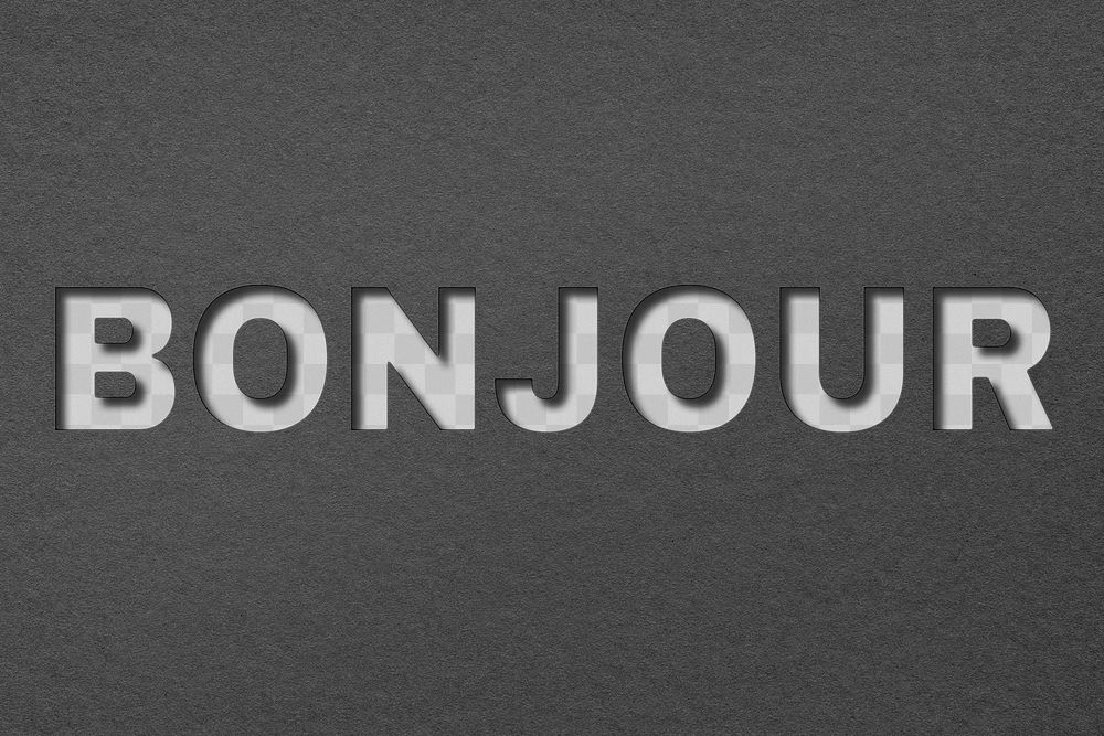 Png paper cut bonjour word typography