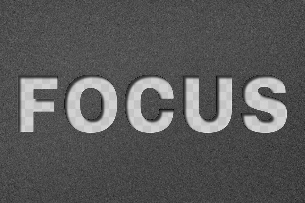 Paper cut focus word png typography