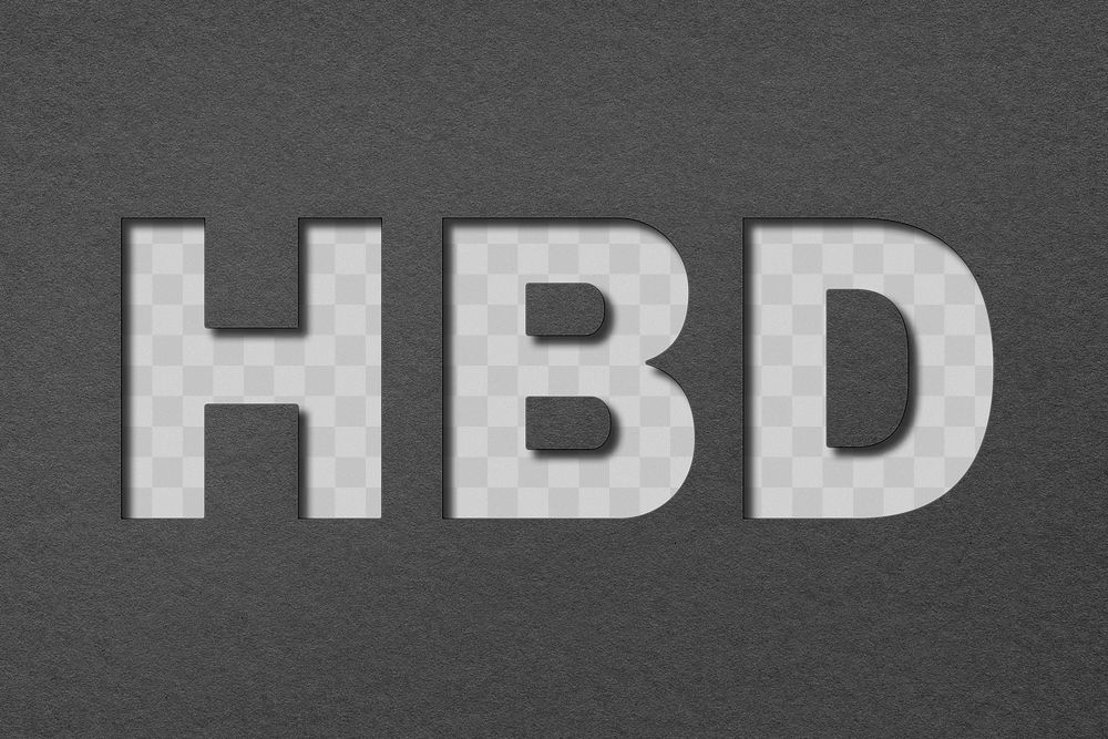 Paper cut hbd word png typography