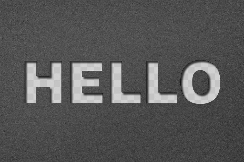 Png paper cut hello word typography