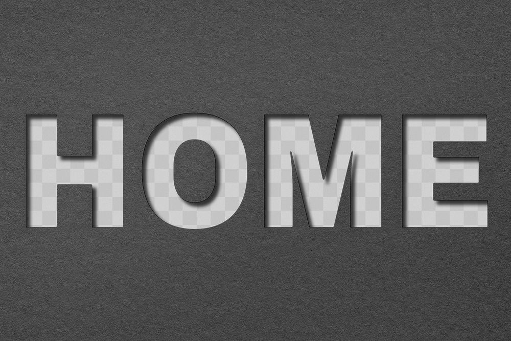 Paper cut home word png typography