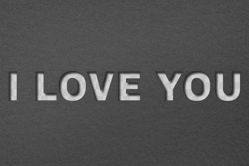 Paper cut png I love you message typography