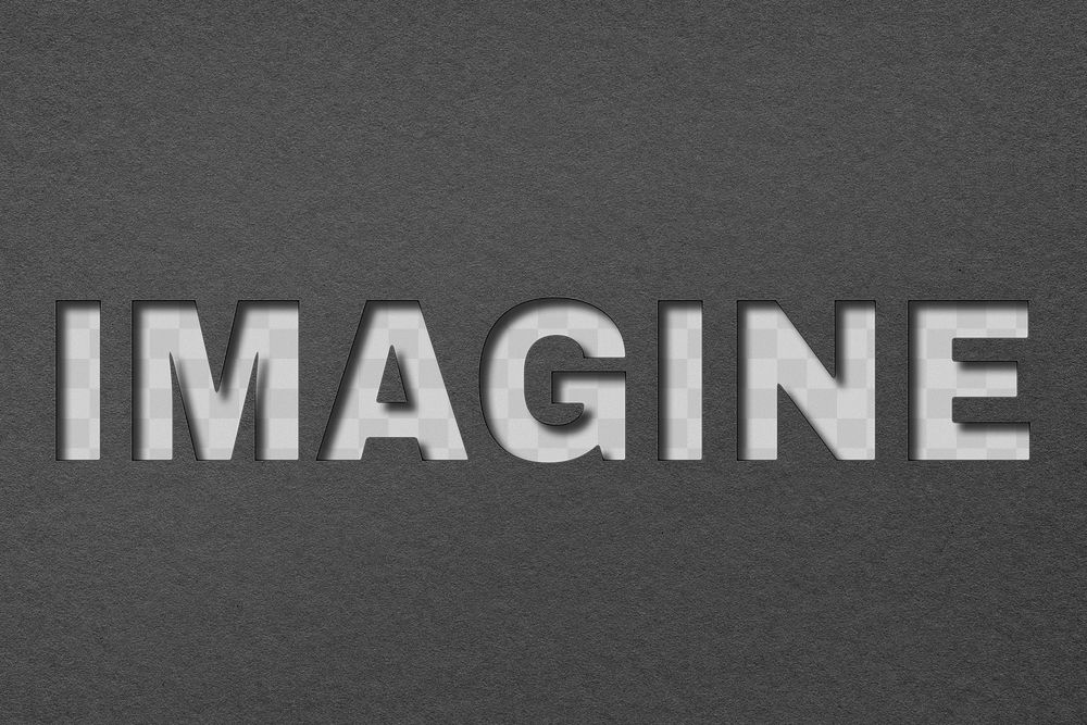 Png paper cut imagine word typography
