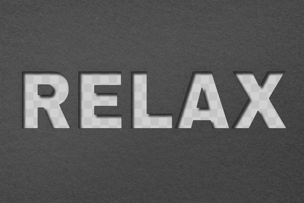 Relax word png clipart paper cut font typography