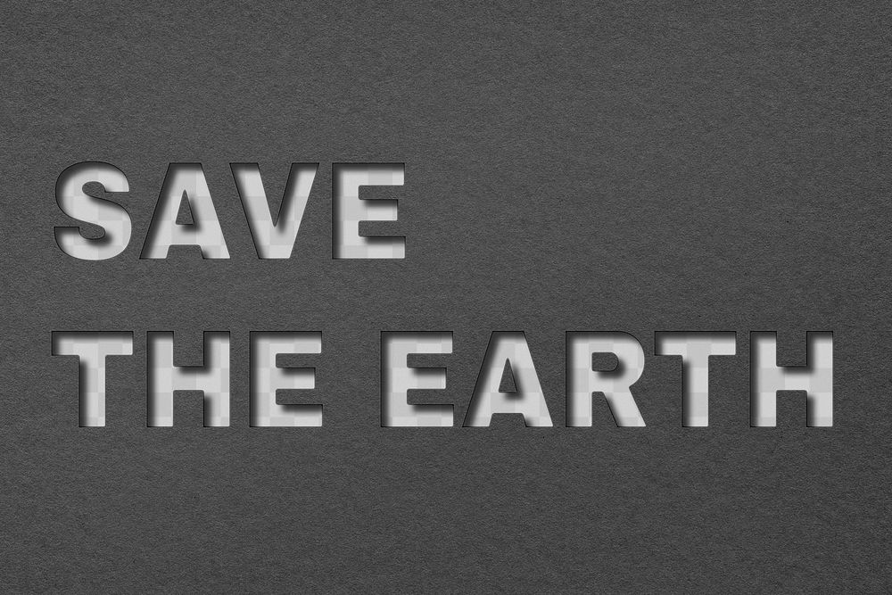 Paper cut png save the earth message typography