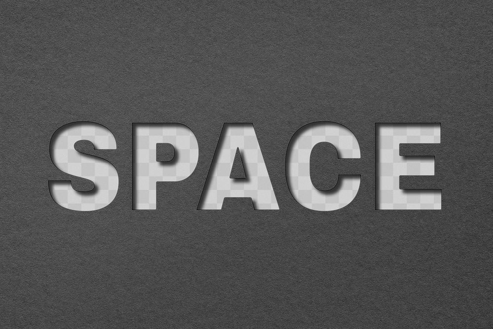 Space text png paper cut typography