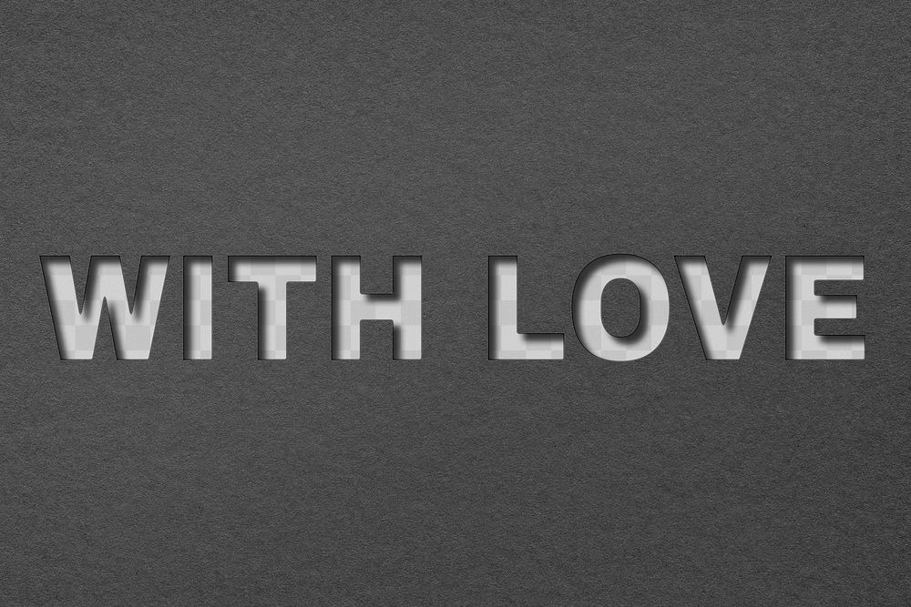 Paper cut with love word png typography