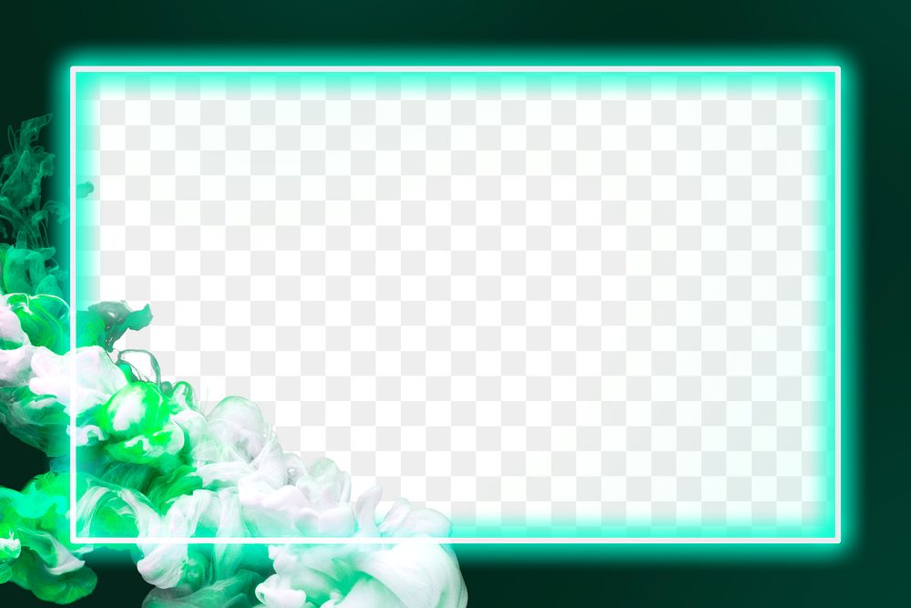 Glowing neon frame green png ink explosion