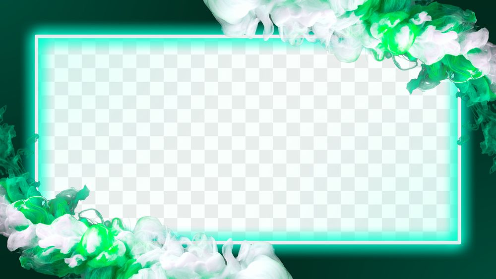 Glowing neon frame green png ink explosion