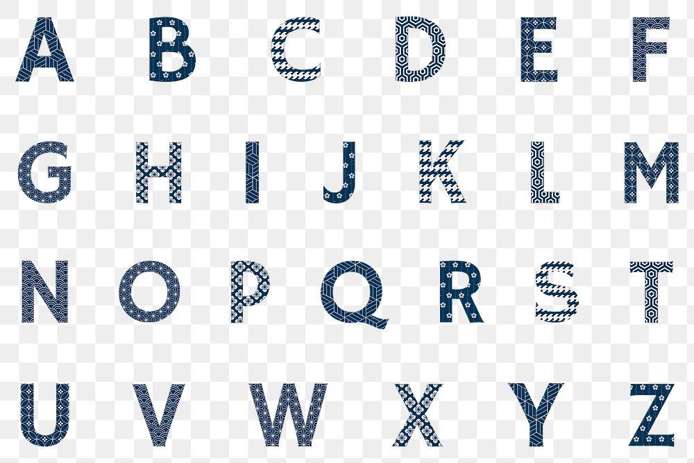 Japanese pattern uppercase alphabet png typeface