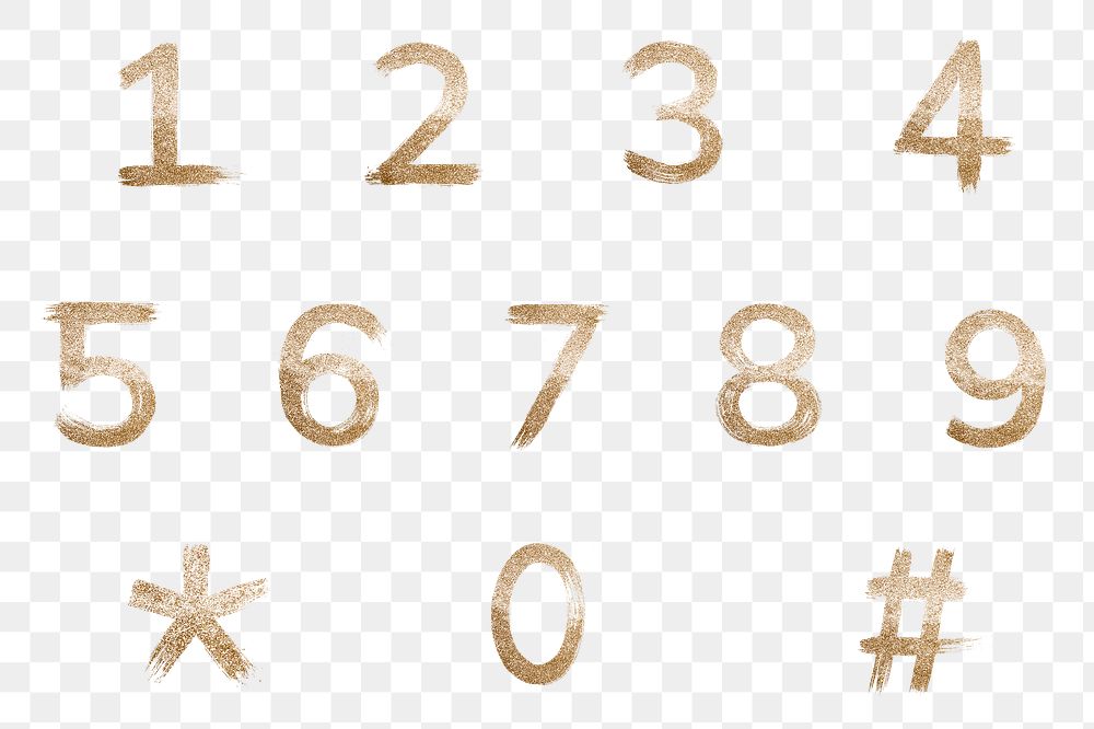 Painted gold number png font