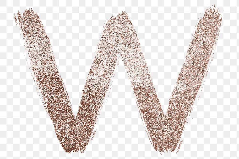 Painted glitter w letter png rose gold font