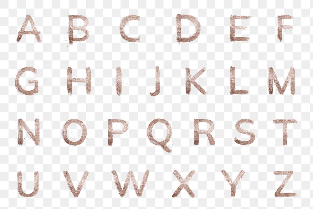 Rose gold alphabet png font