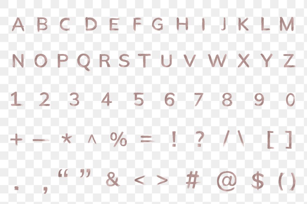 Alphabet set png rose gold letter number symbol set