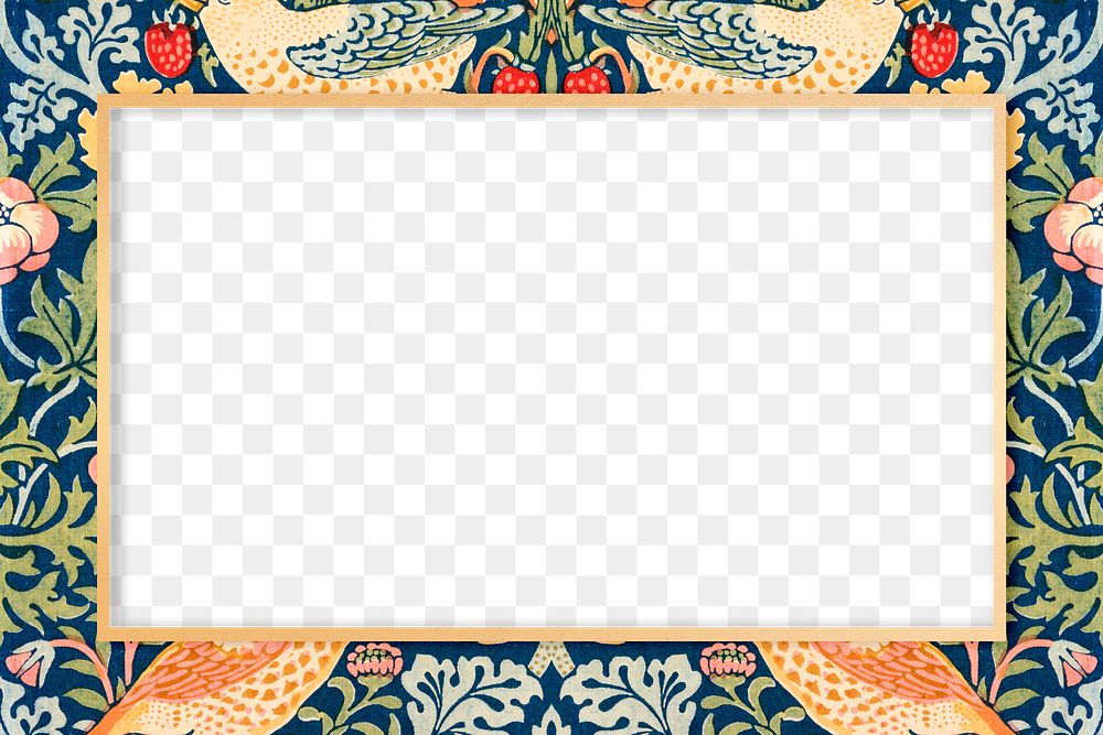 Png frame decorated with Bohemian floral pattern