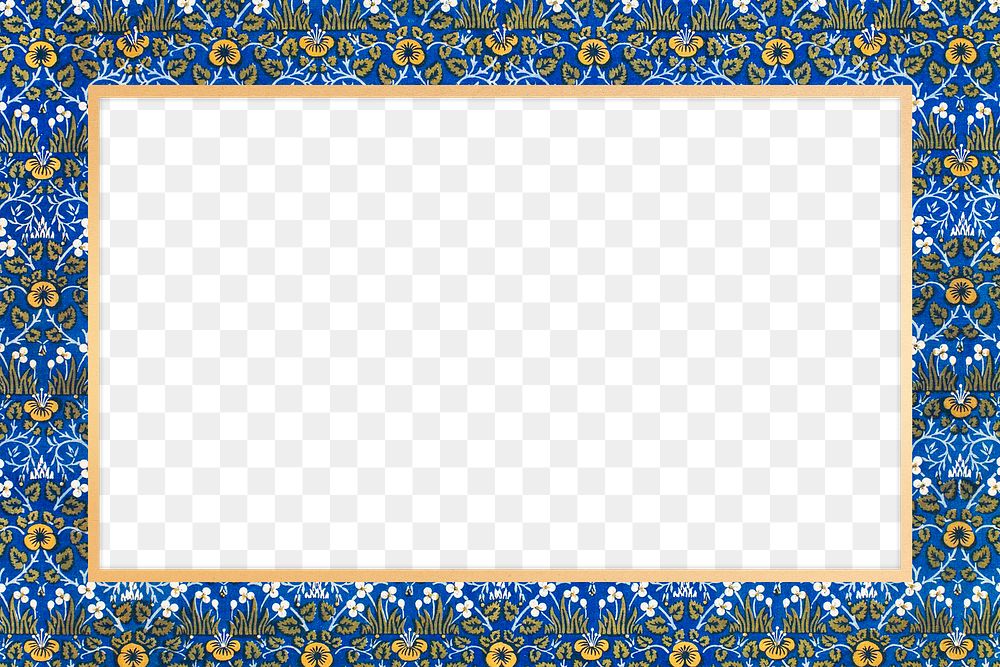 Png floral frame William Morris inspired pattern background