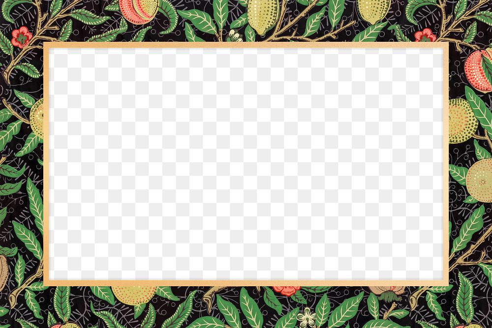 Frame png with pomegranate pattern vintage style