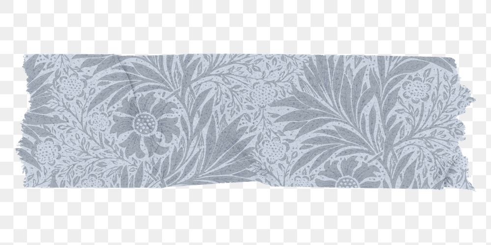 Png silvery marigold washi tape sticker remix from artwork by William Morris