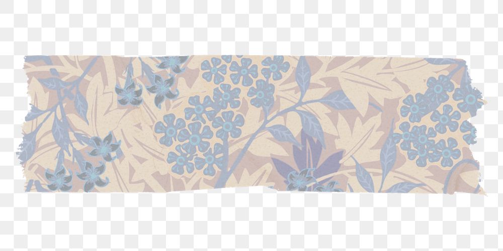 Png jasmine flower washi tape journal sticker remix from artwork by William Morris