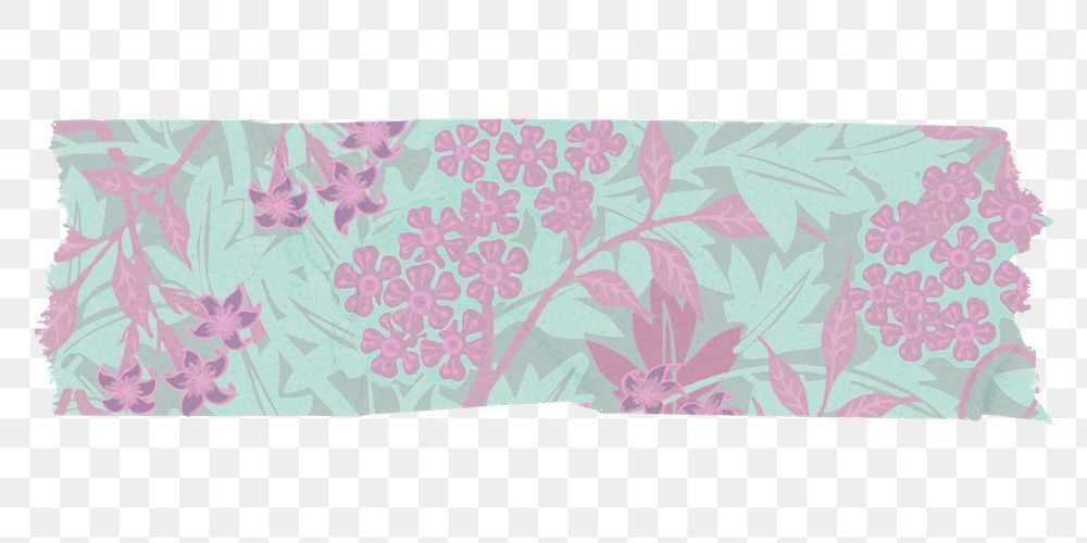 Png jasmine flower washi tape journal sticker remix from artwork by William Morris