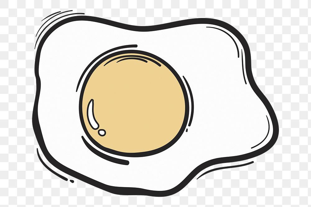 Png fried egg cartoon doodle hand drawn sticker