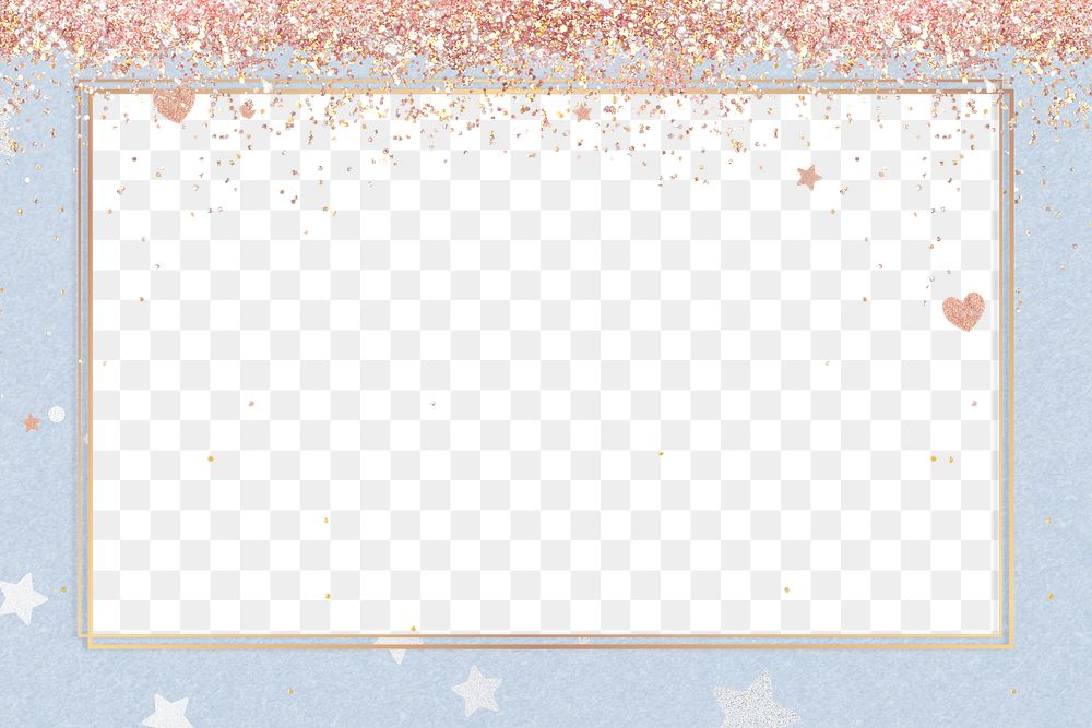 Png pink glittery heart pattern party frame background