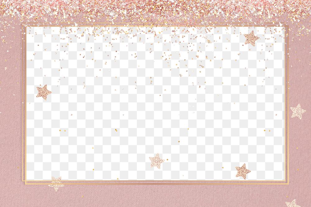 Festive shimmery png frame star pattern background