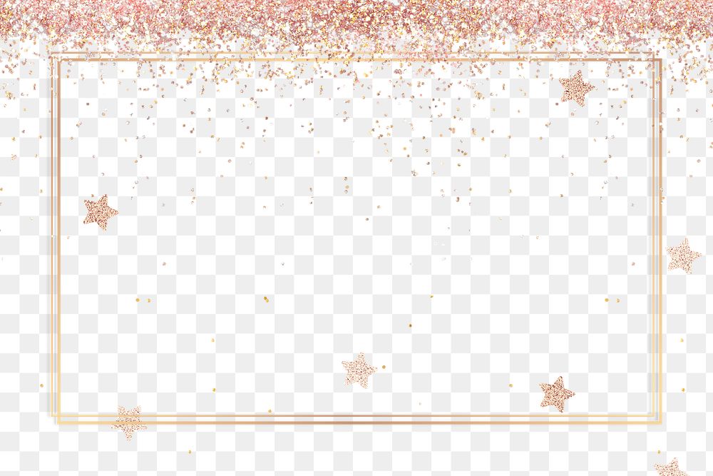 Festive shimmery png frame star pattern background