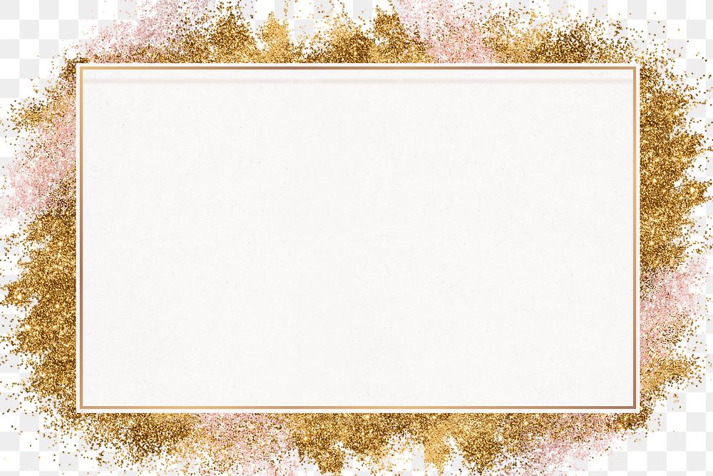 Shimmery gold border png festive glitter frame