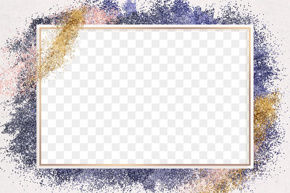 Shiny gold border png festive glitter frame