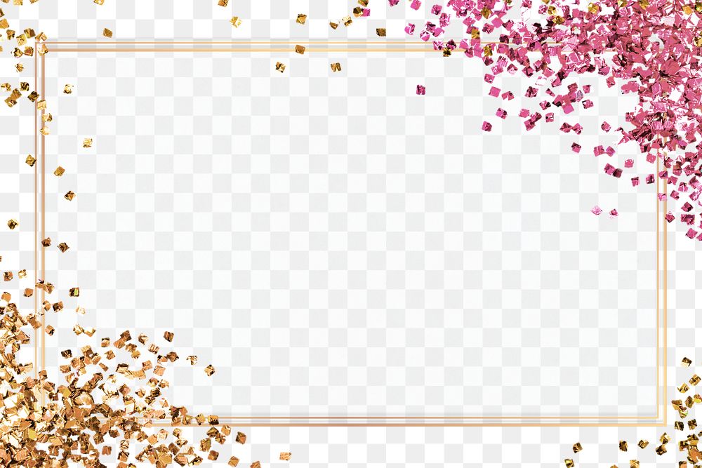 Shiny gold border png festive glitter frame