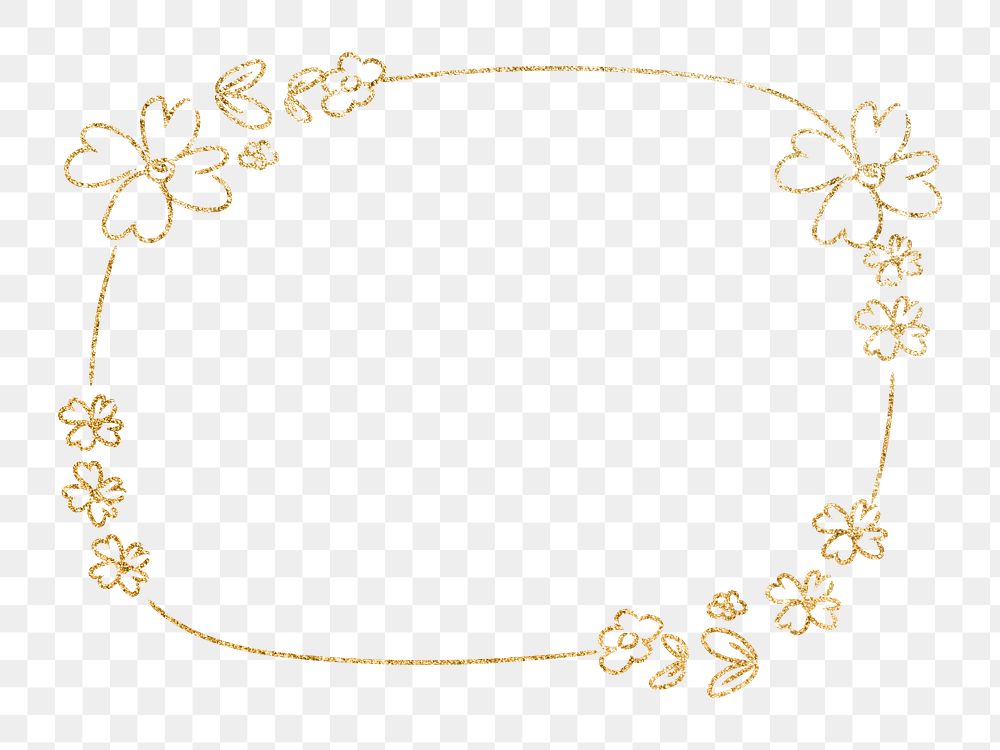 Png floral frame gold effect clipart