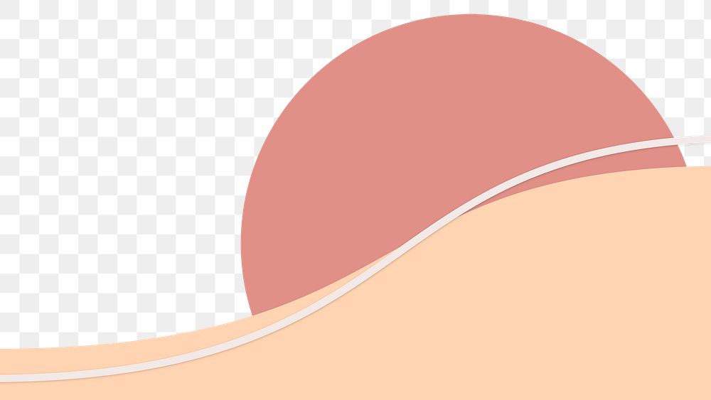 PNG peachy sunset beach Swiss style design with transparent background 