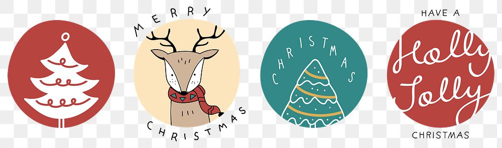 Christmas png cute cartoon badge collection