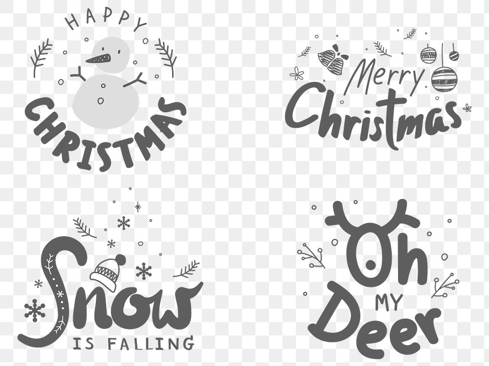 Christmas png cute typography social media sticker set