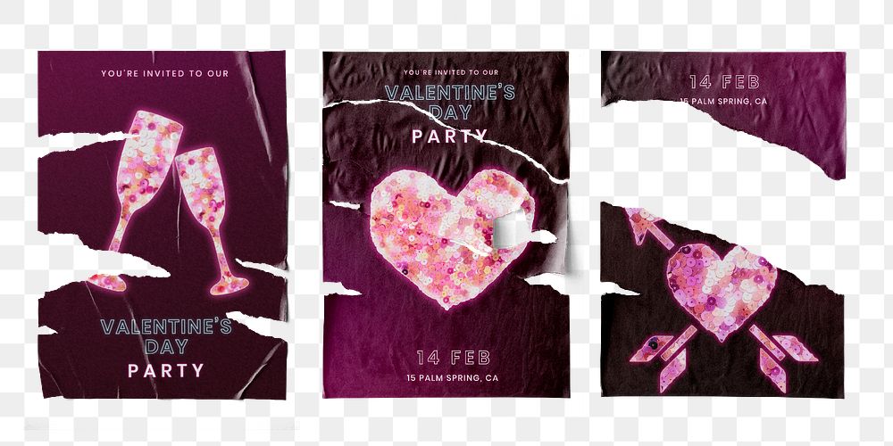 Png valentine&rsquo;s party poster set