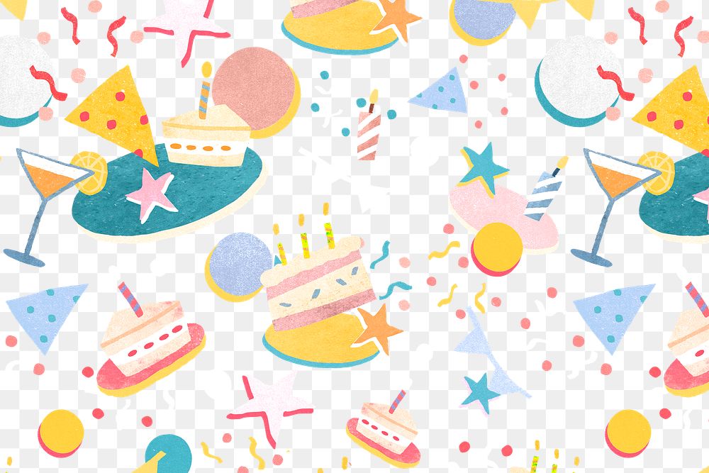 Png pattern birthday party transparent background