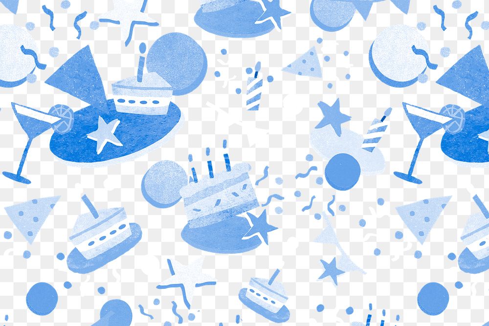 Png birthday party bluepattern transparent background