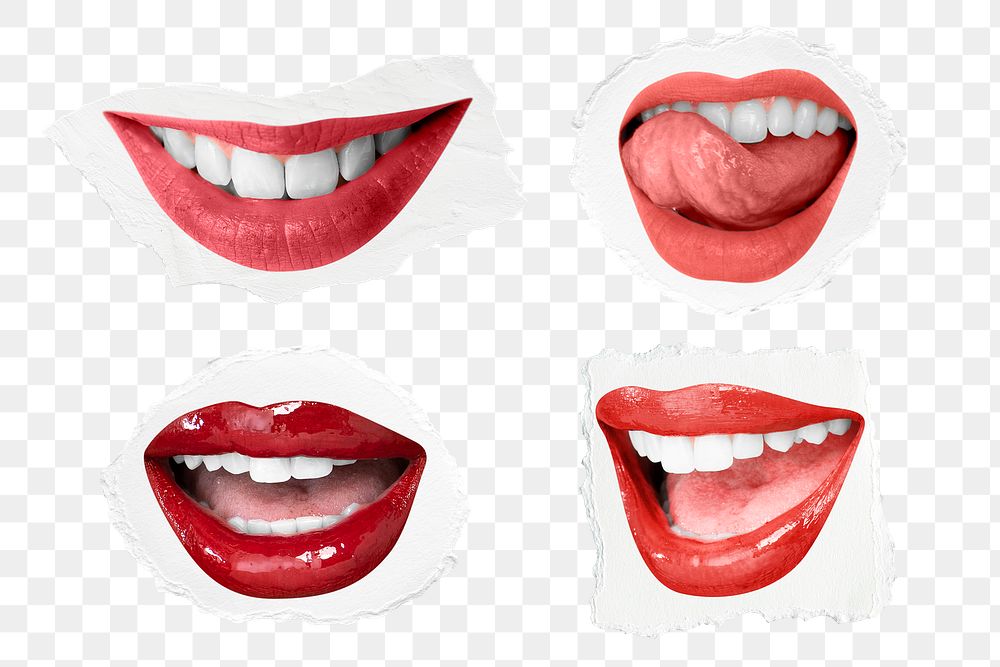 Png red lips expression stickers Valentine&rsquo;s day theme set