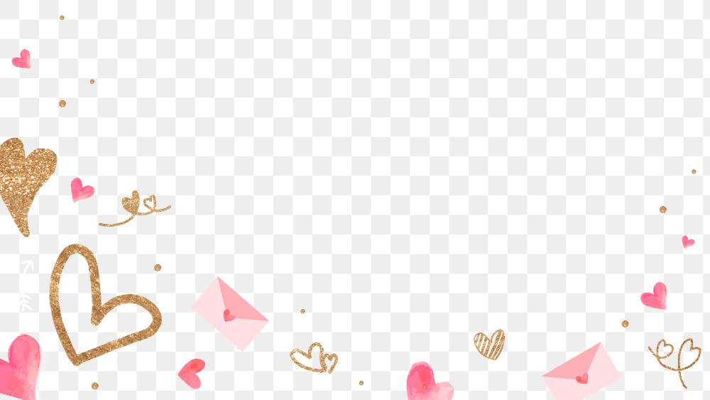 Valentine&rsquo;s glittery heart png border frame transparent background