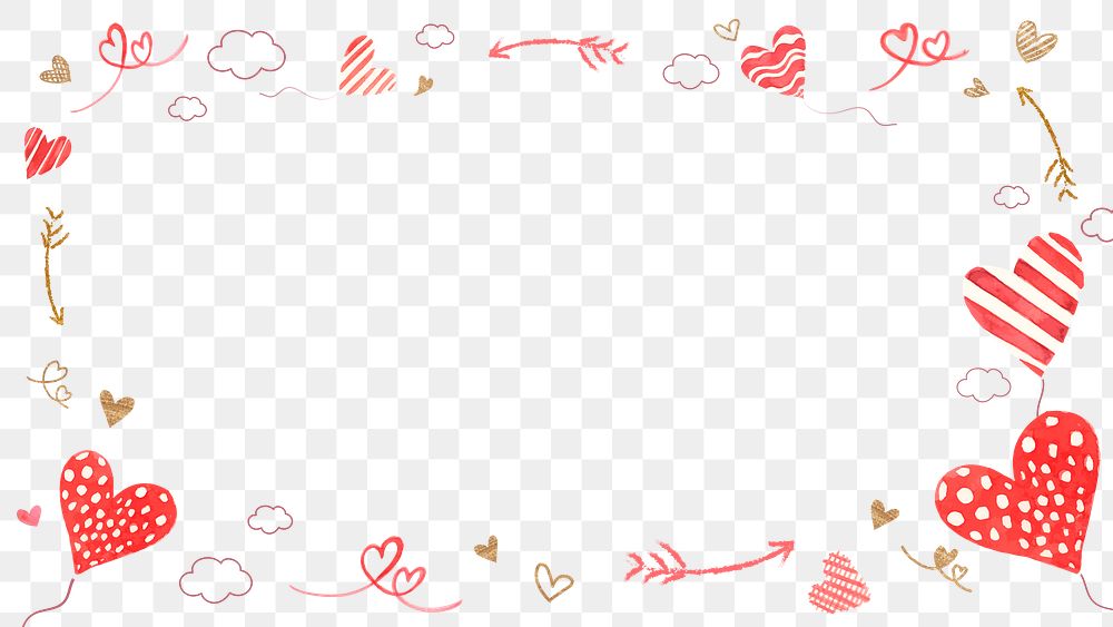 Valentine&rsquo;s heart balloon frame png transparent background