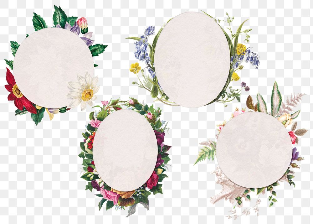 Floral png frame botanical badges