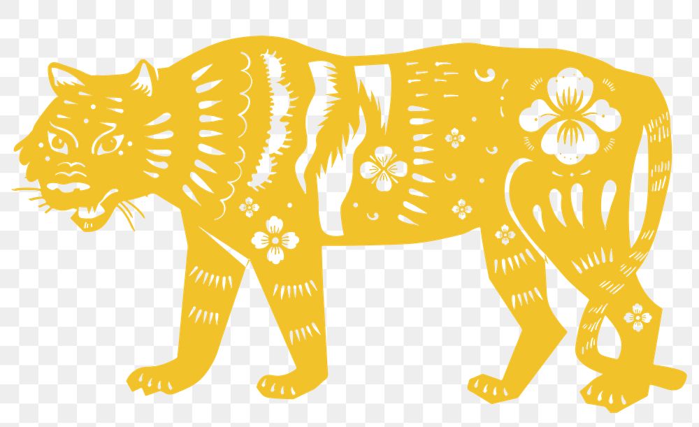 Png year of tiger yellow Chinese horoscope animal illustration