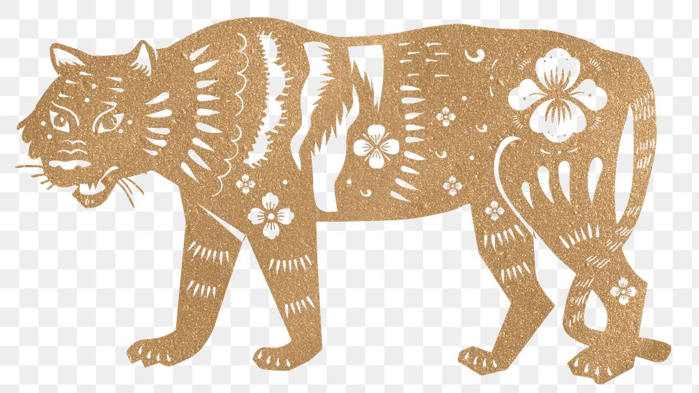 Png Chinese New Year tiger gold animal zodiac sign illustration
