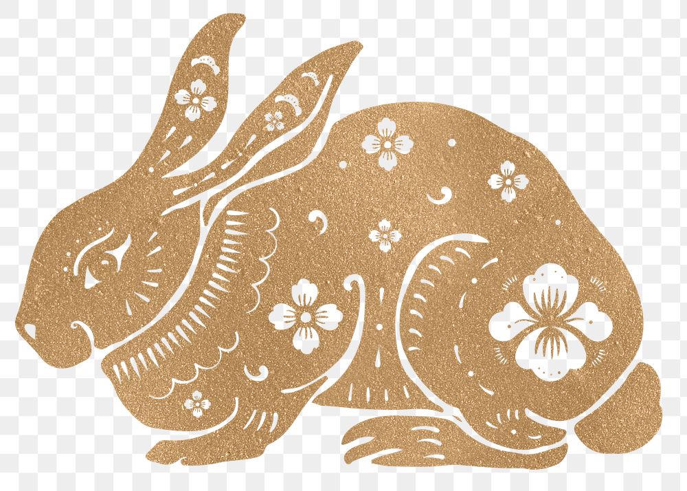 Png Chinese New Year rabbit gold animal zodiac sign illustration