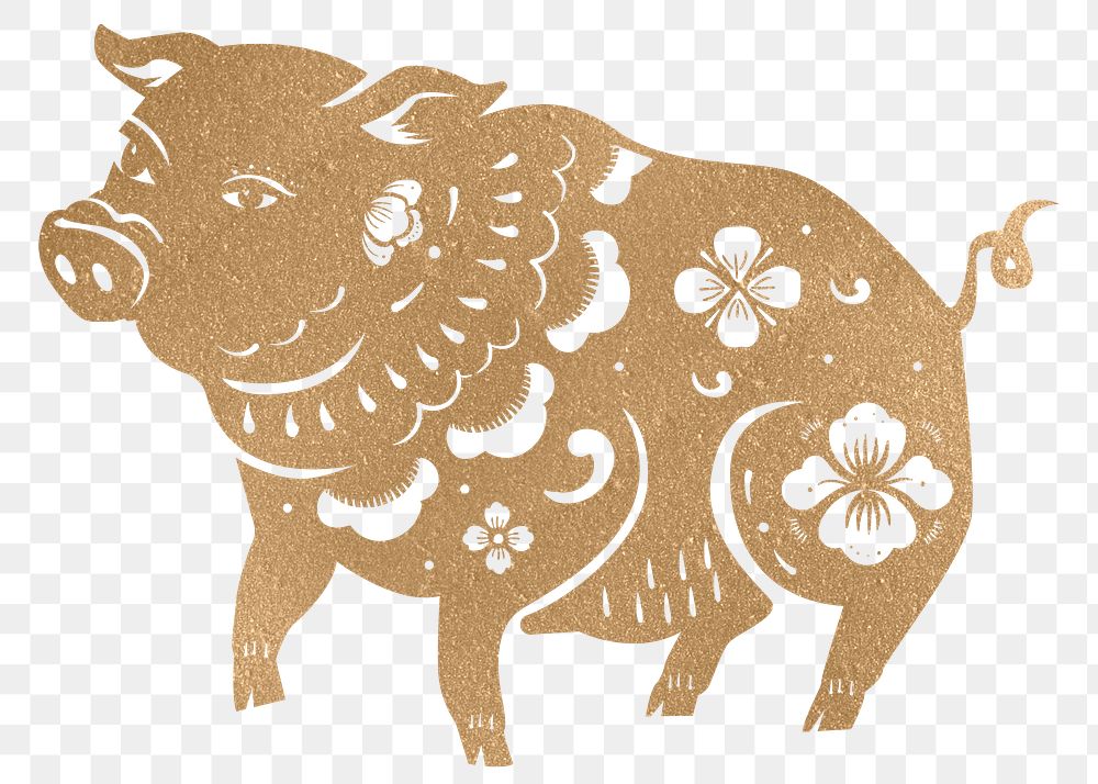 Png Chinese New Year pig gold animal zodiac sign illustration