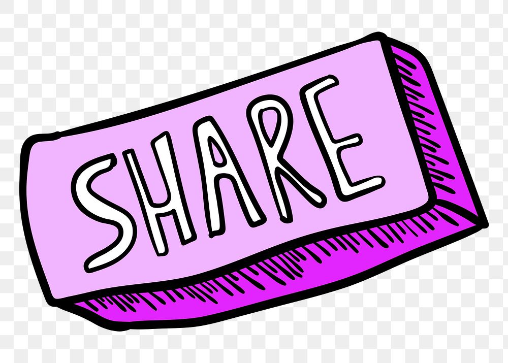 Share png sticker button for social media campaign