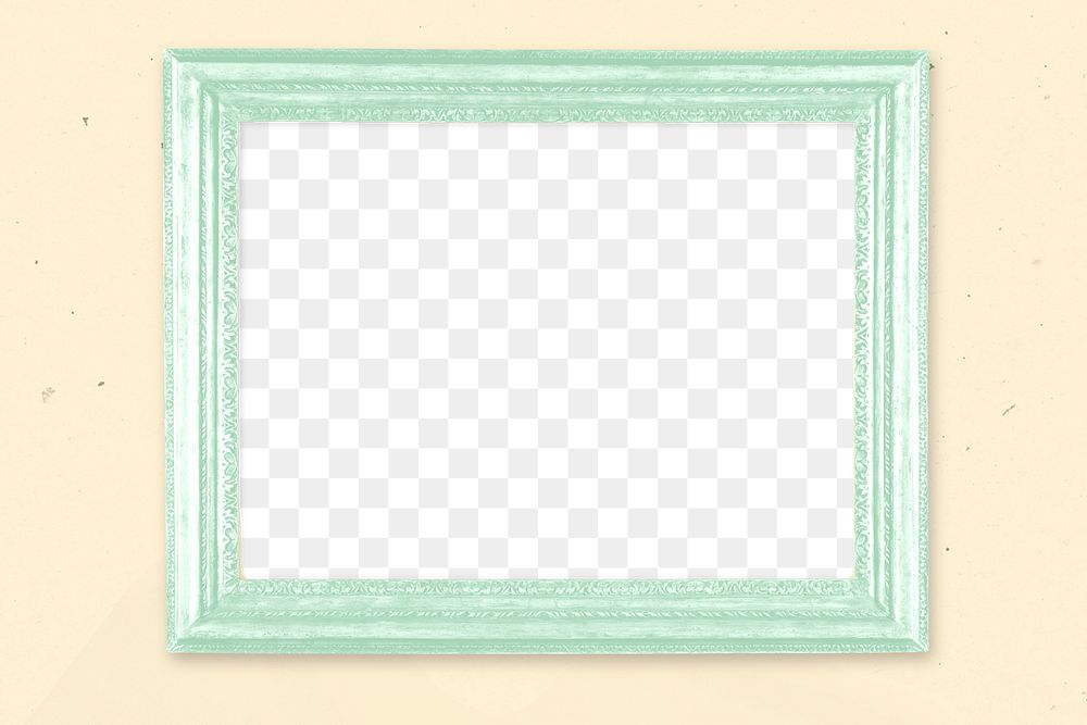 Frame PNG mockup, pastel green on yellow wall